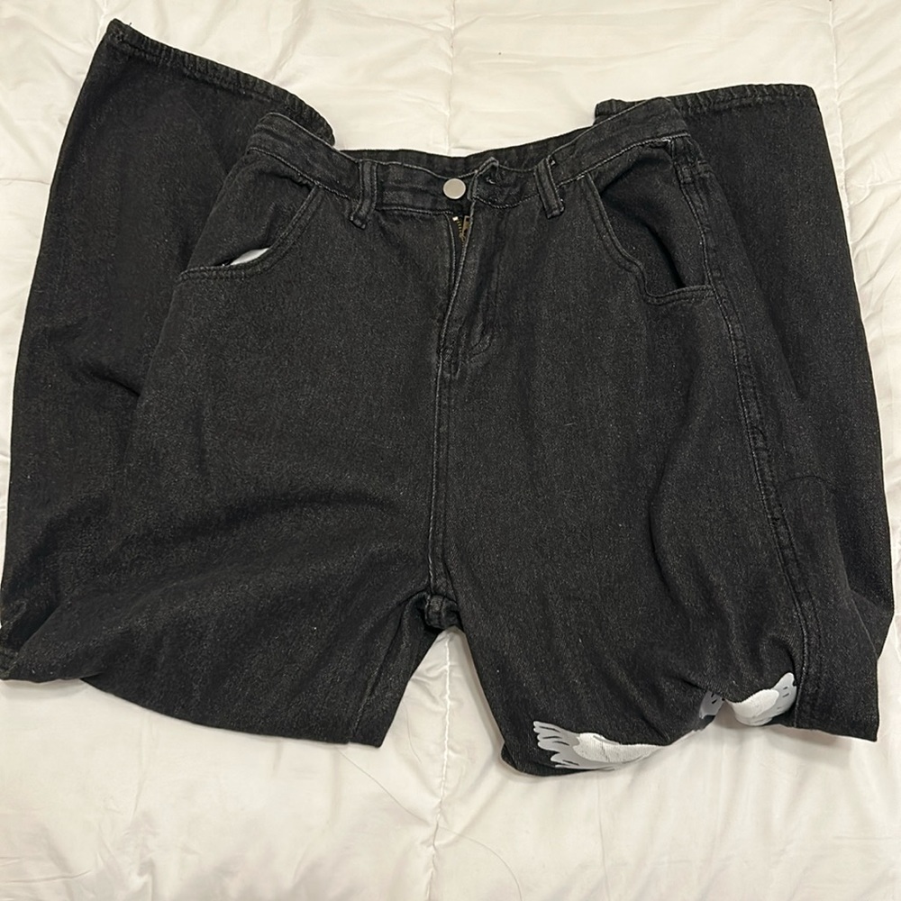 Black Butterfly Baggy Jeans
